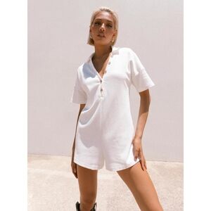 Princess Polly Kegan Romper White Waffle Knit Sz 12